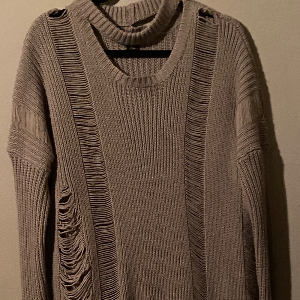 FASHION Q Ripped Distressed Long Sleeve sweater